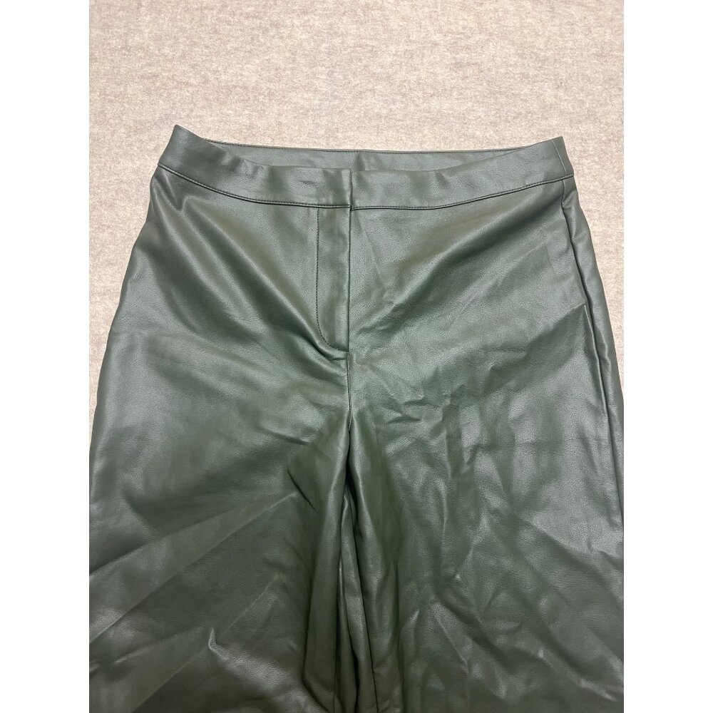 Bagatelle Collection Green Vegan Leather Wide Leg High Rise Women's Pants Medium - Picture 2 of 8